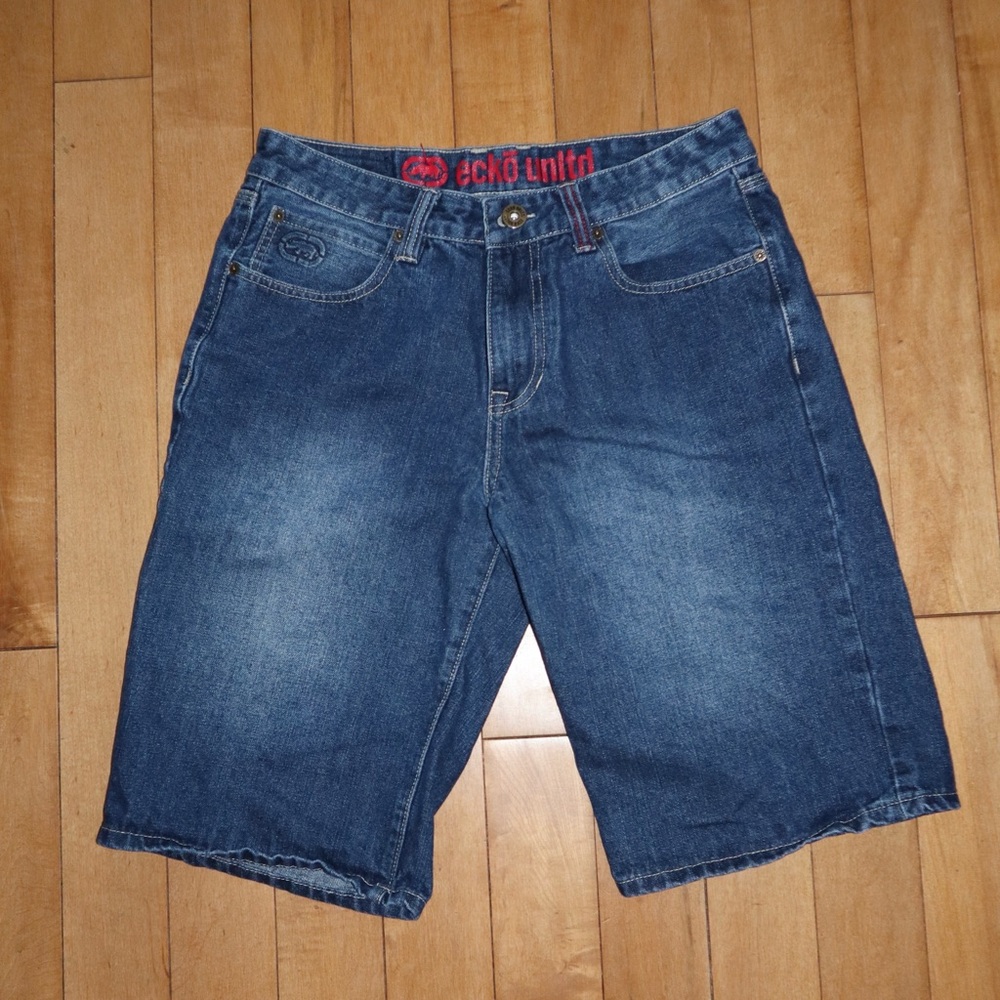 Ecko Unlimited Blue Jean Shorts with Red Detail